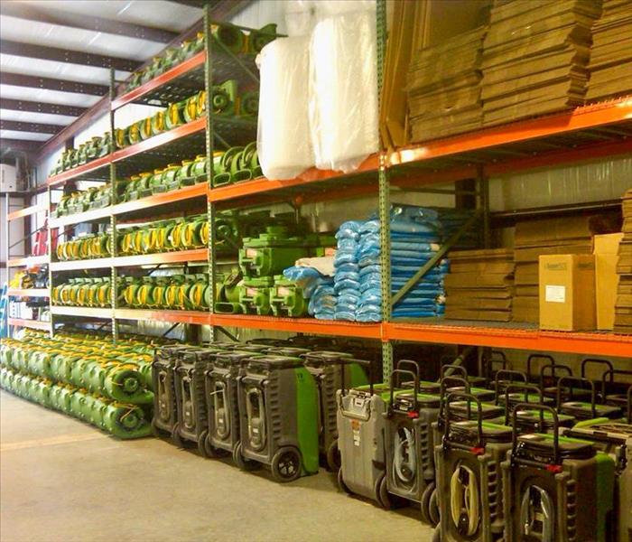 Equipment on the shelf of the SERVPRO of Lake Lure Forest City warehouse