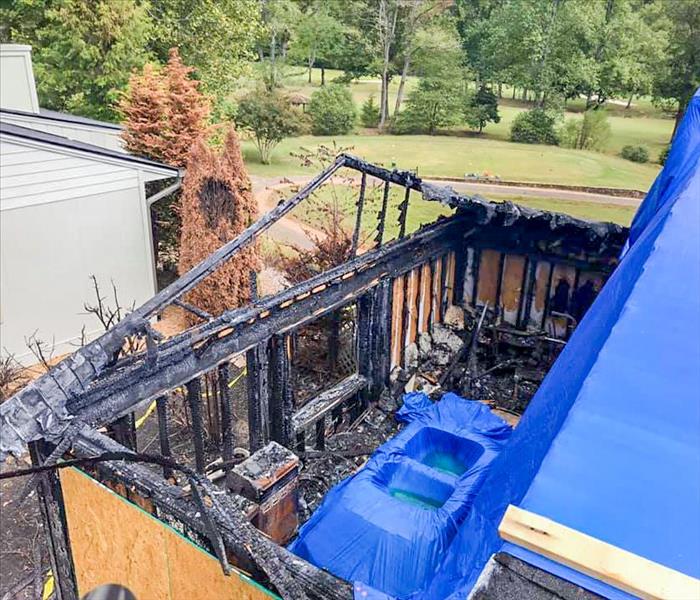 Aftermath of a house fire in Marion, NC