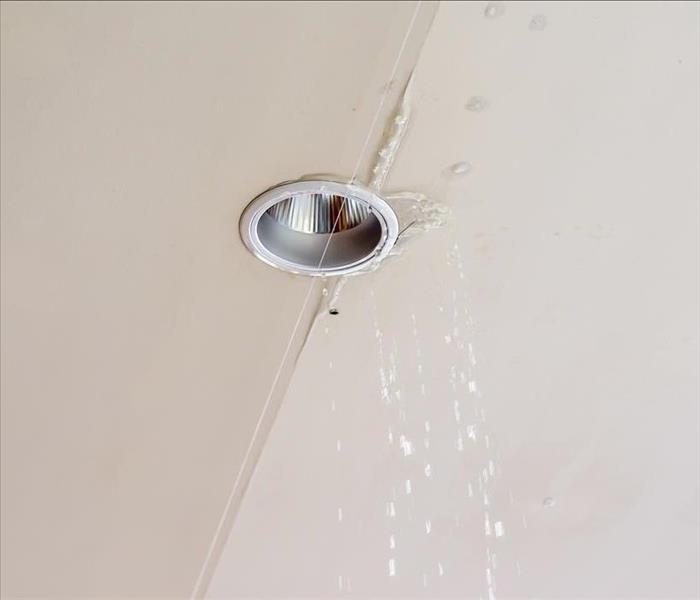 Water dripping from a light fixture