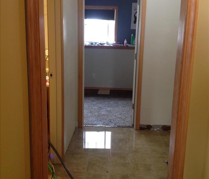 Standing water on the floor of a Marion, NC home.