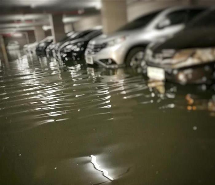 Black water flooding in Lake Lure, NC parking garage